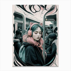 Girl In The Subway Canvas Print