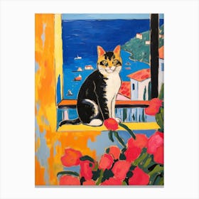 Painting Of A Cat In Ravello Italy 1 Canvas Print