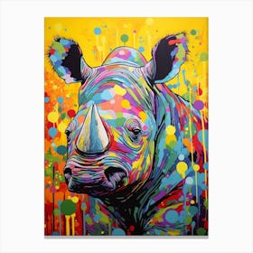 Paint Splash Dotty Rhino 1 Canvas Print