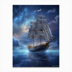 Ship In The Night Sky Canvas Print