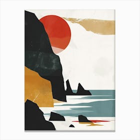 Sunset At The Beach, Scandinavian Simplicity 5 Canvas Print