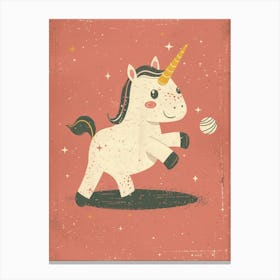 Unicorn Playing With A Ball Muted Pastels Canvas Print