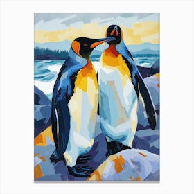 King Penguin Paradise Harbor Colour Block Painting 3 Canvas Print