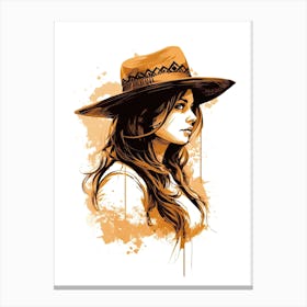 Cowgirl Neutral Colours Portrait 4 Canvas Print