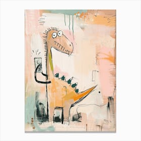 Pastel Painting Of A Dinosaur On A Smart Phone 3 Canvas Print