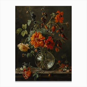 Baroque Floral Still Life Aconitum 1 Canvas Print
