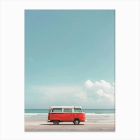Travel Bus On The Beach 1 Canvas Print
