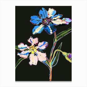 Neon Flowers On Black Forget Me Not 6 Canvas Print