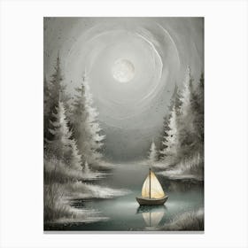 Moonlight Sailboat Canvas Print