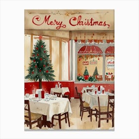 Merry Christmas Restaurant Canvas Print