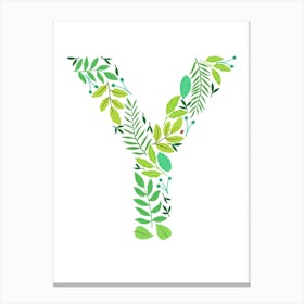 Leafy Letter Y Canvas Print