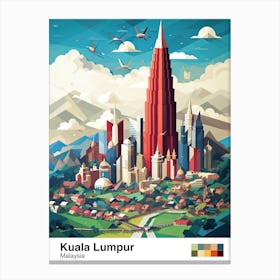 Kuala Lumpur, Malaysia, Geometric Illustration 2 Poster Canvas Print