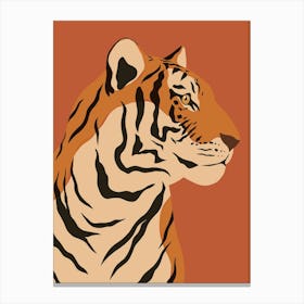 Jungle Safari Tiger on Red Brown Canvas Print
