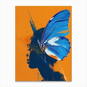 Butterfly On A Woman'S Head Canvas Print