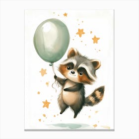 Raccoon With Balloon Canvas Print