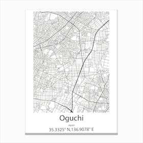 Oguchi,Japan Minimalist Map Stampe su tela