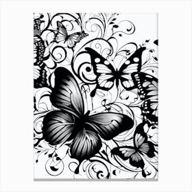 Black And White Butterflies 15 Canvas Print