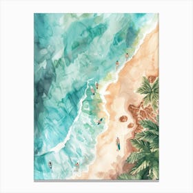 Watercolor Of A Beach Canvas Print