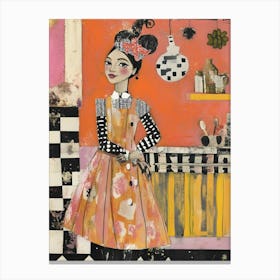 Girl In A Kitchen Canvas Print