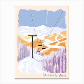 Poster Of Steamboat Ski Resort   Colorado, Usa, Ski Resort Pastel Colours Illustration 2 Canvas Print