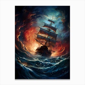 Ship In The Storm 3 Canvas Print