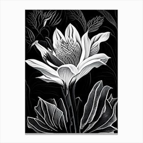 Bloodroot Leaf Linocut 2 Canvas Print