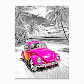 Vw Beetle On The Beach 1 Canvas Print