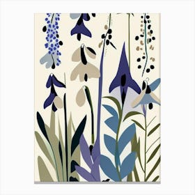 Larkspur Wildflower Modern Muted Colours Canvas Print