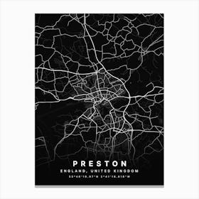 Preston England Black Map Stampe su tela