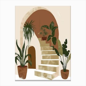 Stairway With Potted Plants Canvas Print