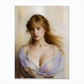Blonde Lady Fantasy Woman Beautiful Girl light colors green eyed Canvas Print