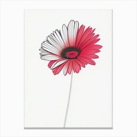 Gerbera Floral Minimal Line Drawing 1 Flower Canvas Print