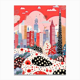Shanghai, Illustration In The Style Of Pop Art 2 Canvas Print