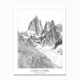 Cerro Torre Argentina Chile Line Drawing 9 Poster Canvas Print