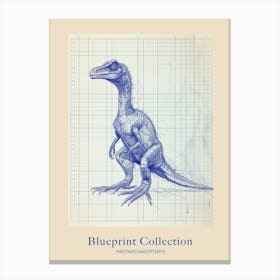 Protarchaeopteryx Dinosaur Blue Print Sketch 1 Poster Canvas Print