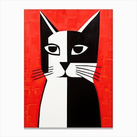 Cubist Cat Chronicles: Minimalist Artistry Canvas Print