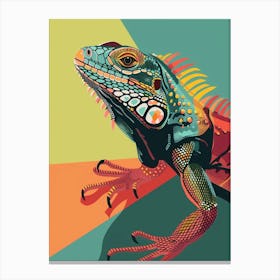 Turquoise Jamaican Iguana Abstract Modern Illustration 1 Canvas Print