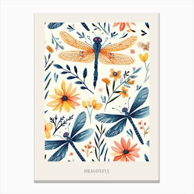 Colourful Insect Illustration Dragonfly 12 Poster Canvas Print