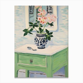 Bathroom Vanity Painting With A Hellebore Bouquet 2 Canvas Print