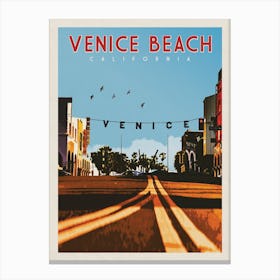 Venice Beach California Travel Poster Canvas Print