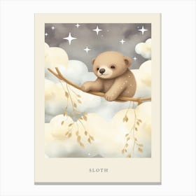 Sleeping Baby Sloth 1 Nursery Poster Canvas Print