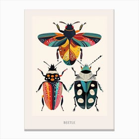 Colourful Insect Illustration Beetle 18 Poster Canvas Print