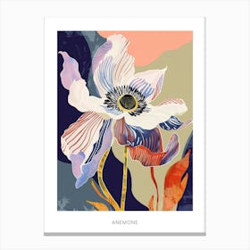 Colourful Flower Illustration Poster Anemone 3 Canvas Print