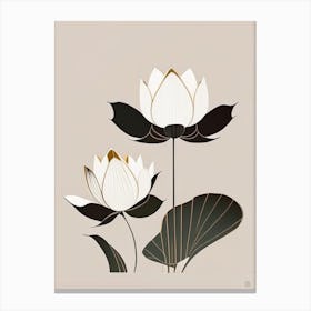 Lotus Flowers In Park Retro Minimal 4 Canvas Print