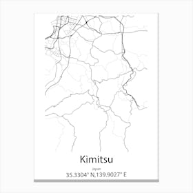 Kimitsu,Japan Minimalist Map Canvas Print