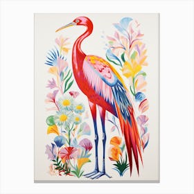 Colourful Bird Painting Crane 1 Canvas Print