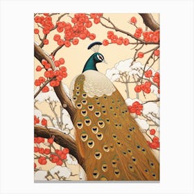 Bird Illustration Peacock 3 Canvas Print