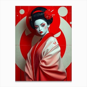 Geisha in Red Illustration-2 Canvas Print