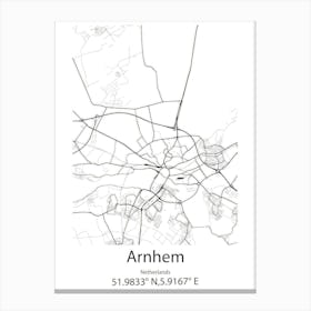 Arnhem,Netherlands Minimalist Map Canvas Print