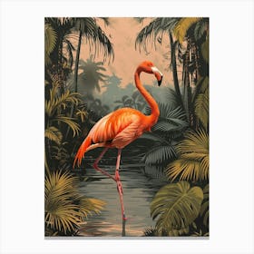 Greater Flamingo South Asia India Tropical Illustration 2 Canvas Print